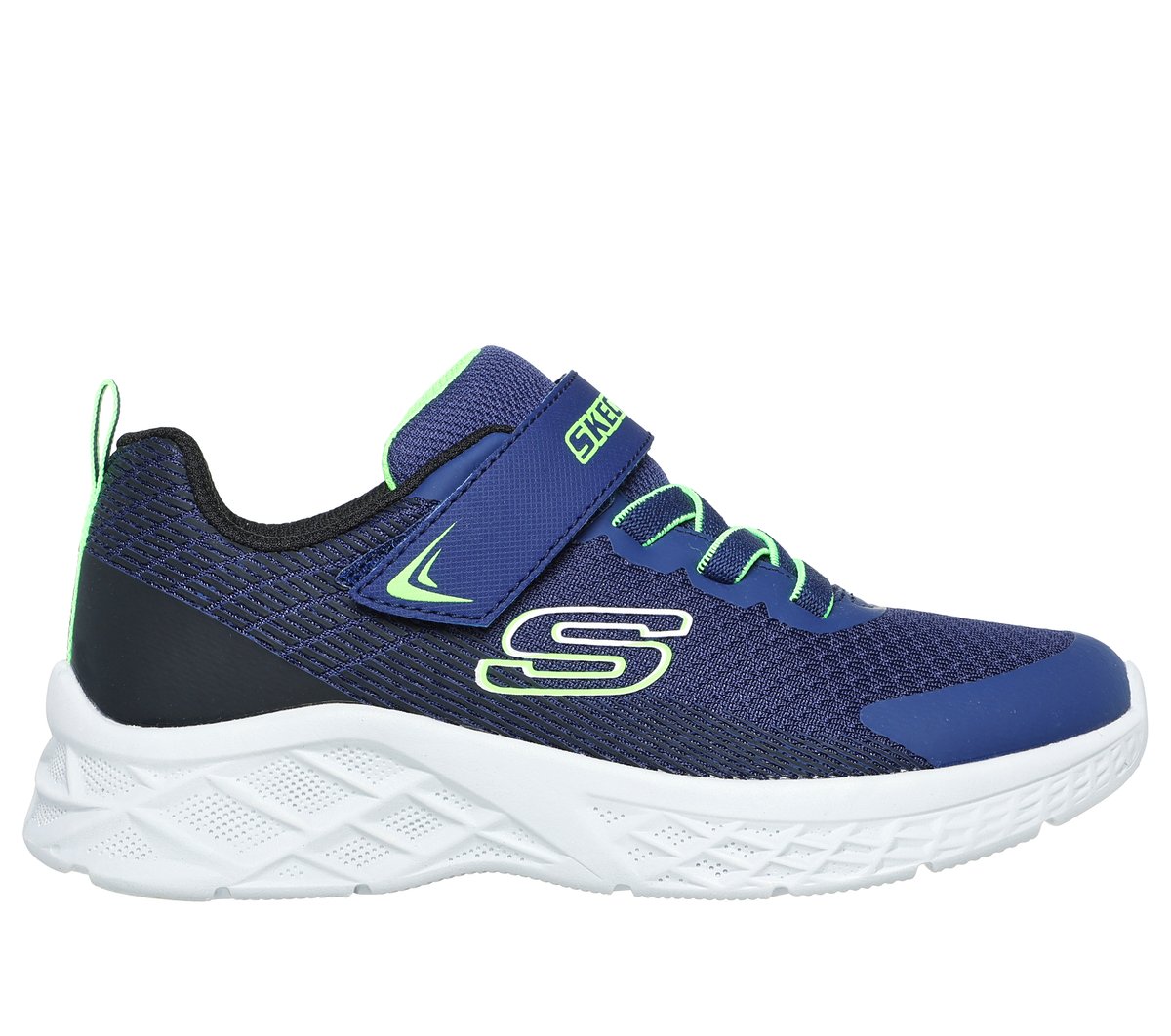 Skechers niño Microspec II - Zovrix en Navy/Negro/Lima, talla 35
