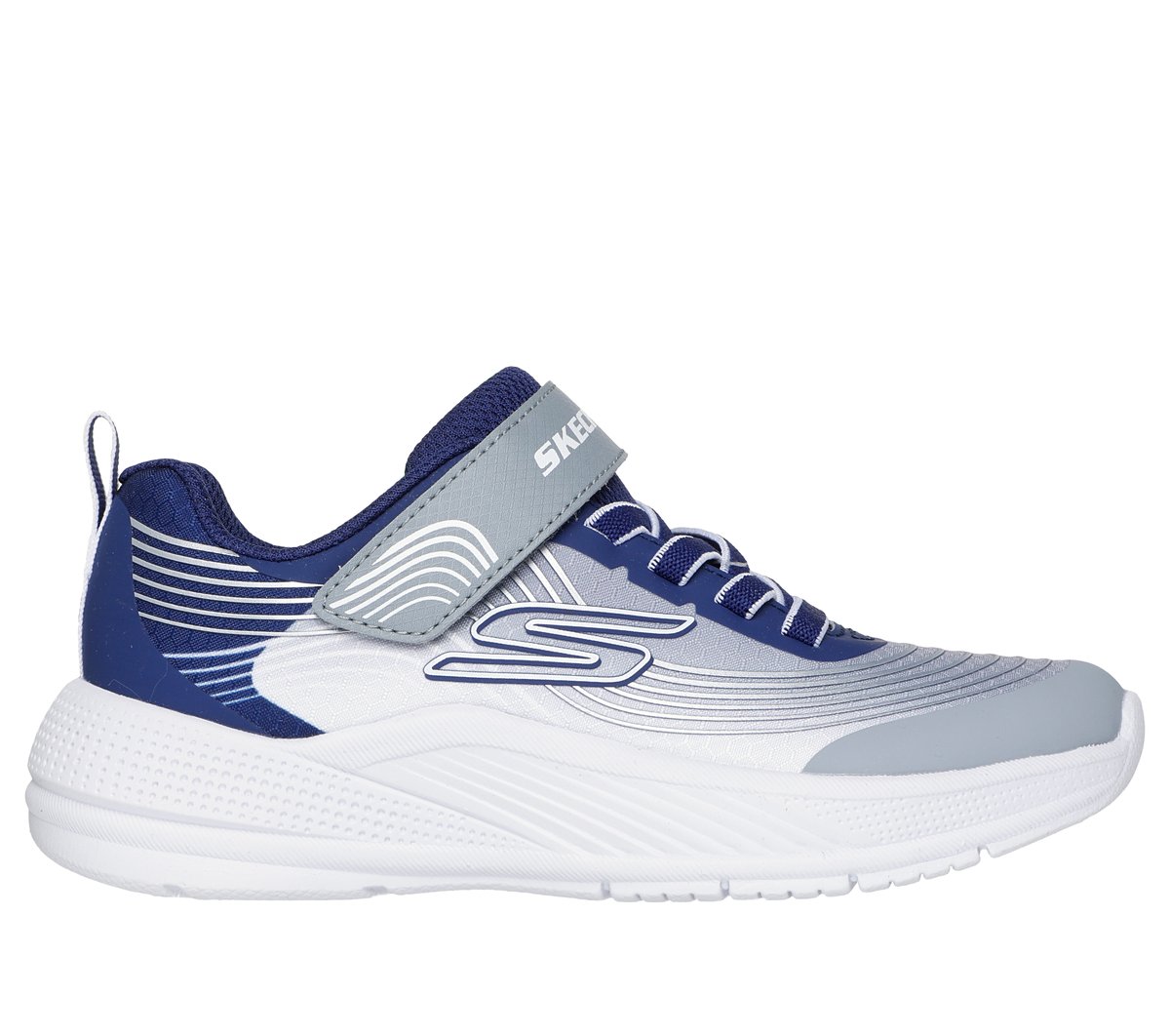 Skechers niño Microspec Advance en Navy/Gris Claro, talla 33.5