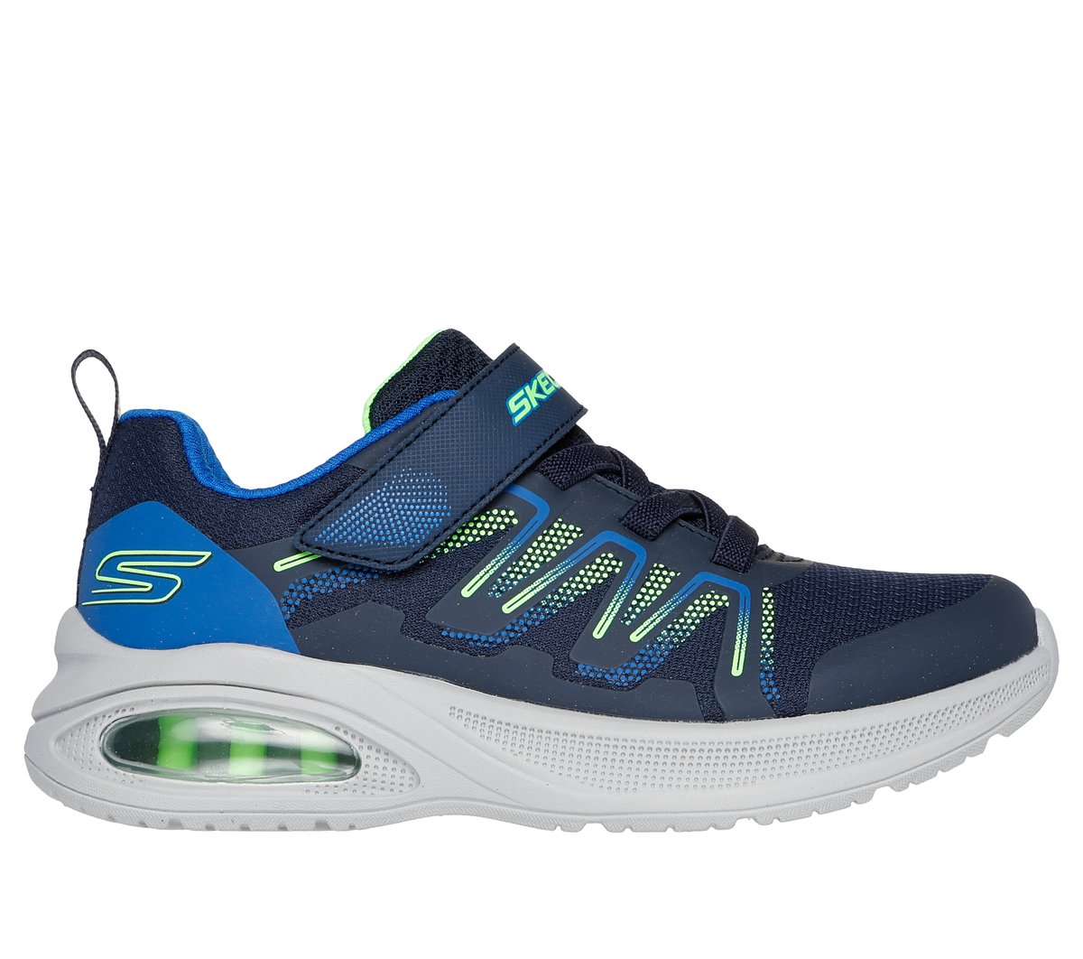 Skechers niño Microscope Max Advance - Speker en Navy/Lima, talla 35