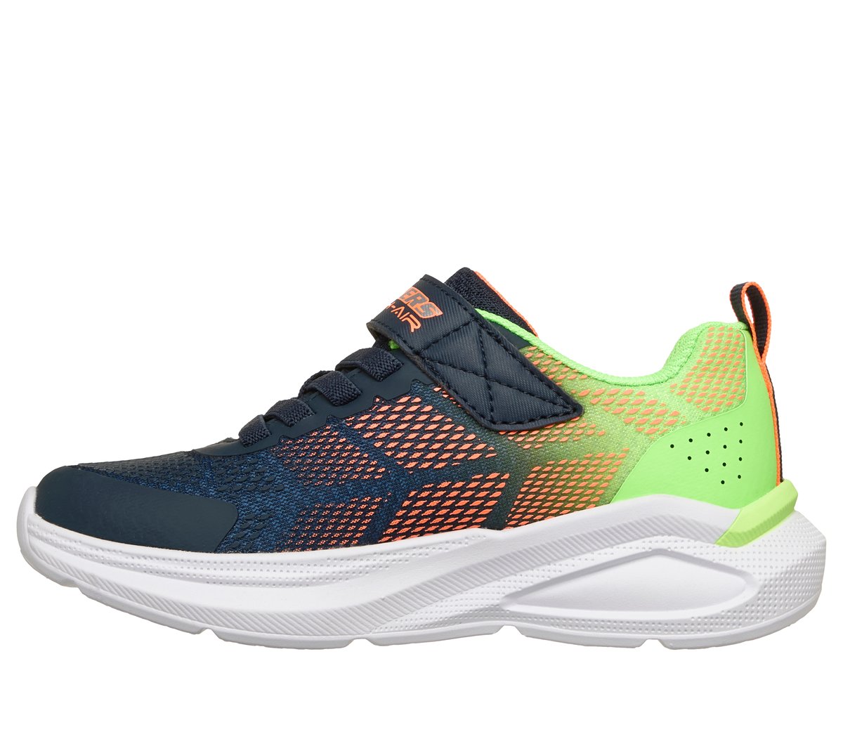 Skechers Microspec Max Velocity Chaussures Moyen Width en Bleu Marine/Vert-Lime