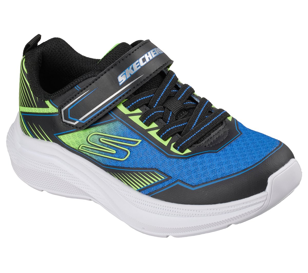 Skechers Microspec Velocity - Grid-Drift Chaussures Moyen Width en Noir/Vert-Lime, Lavable en machine