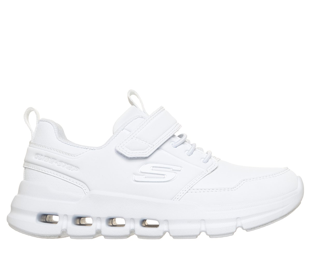 Skechers niño Glide-Step Flow - Study Set en Blanca, talla 31