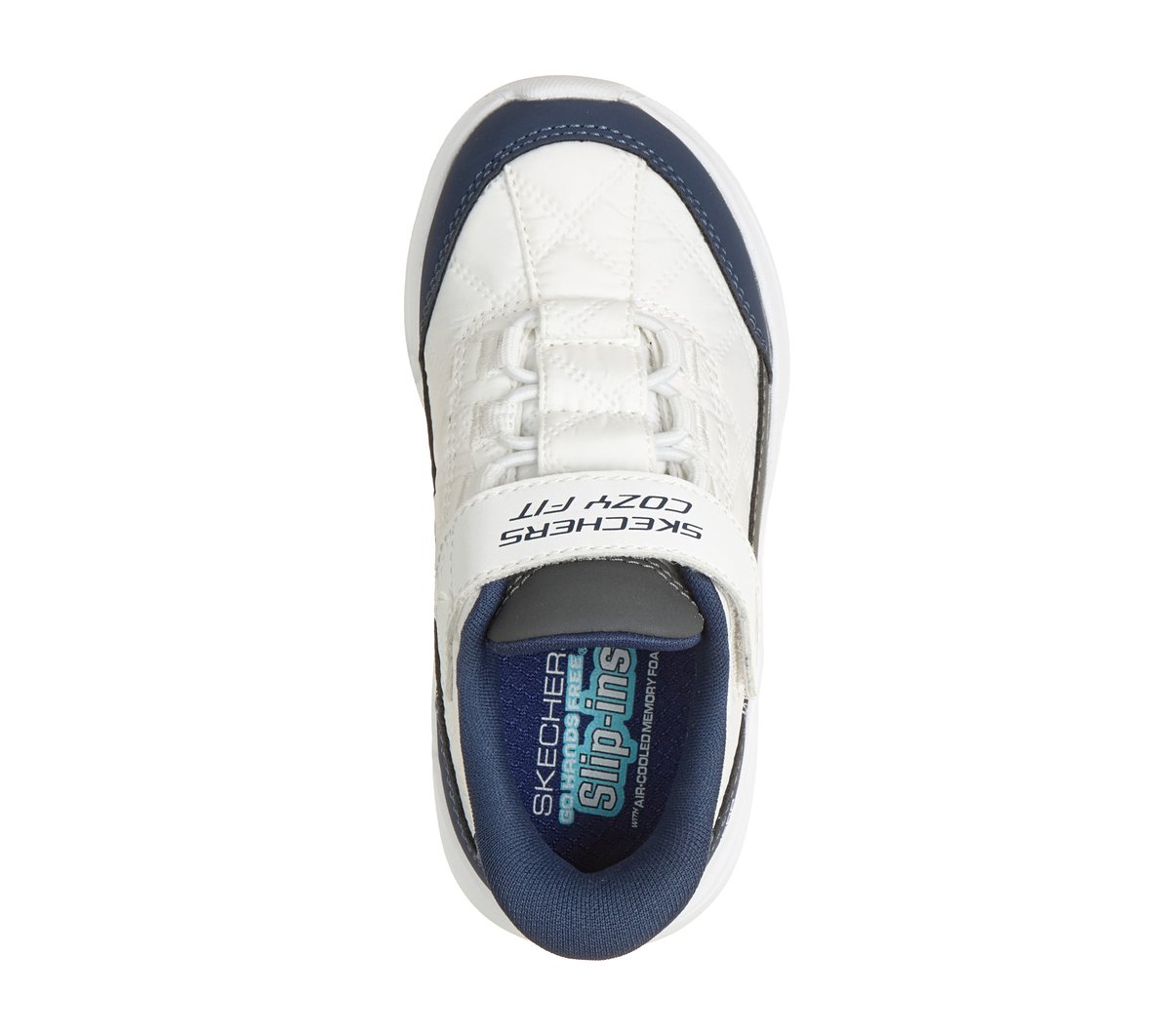 Skechers Slip-ins: Comfy Sprints - Cozy Fit Chaussures Moyen Width en Blanc/Bleu Marine, Lavable en machine