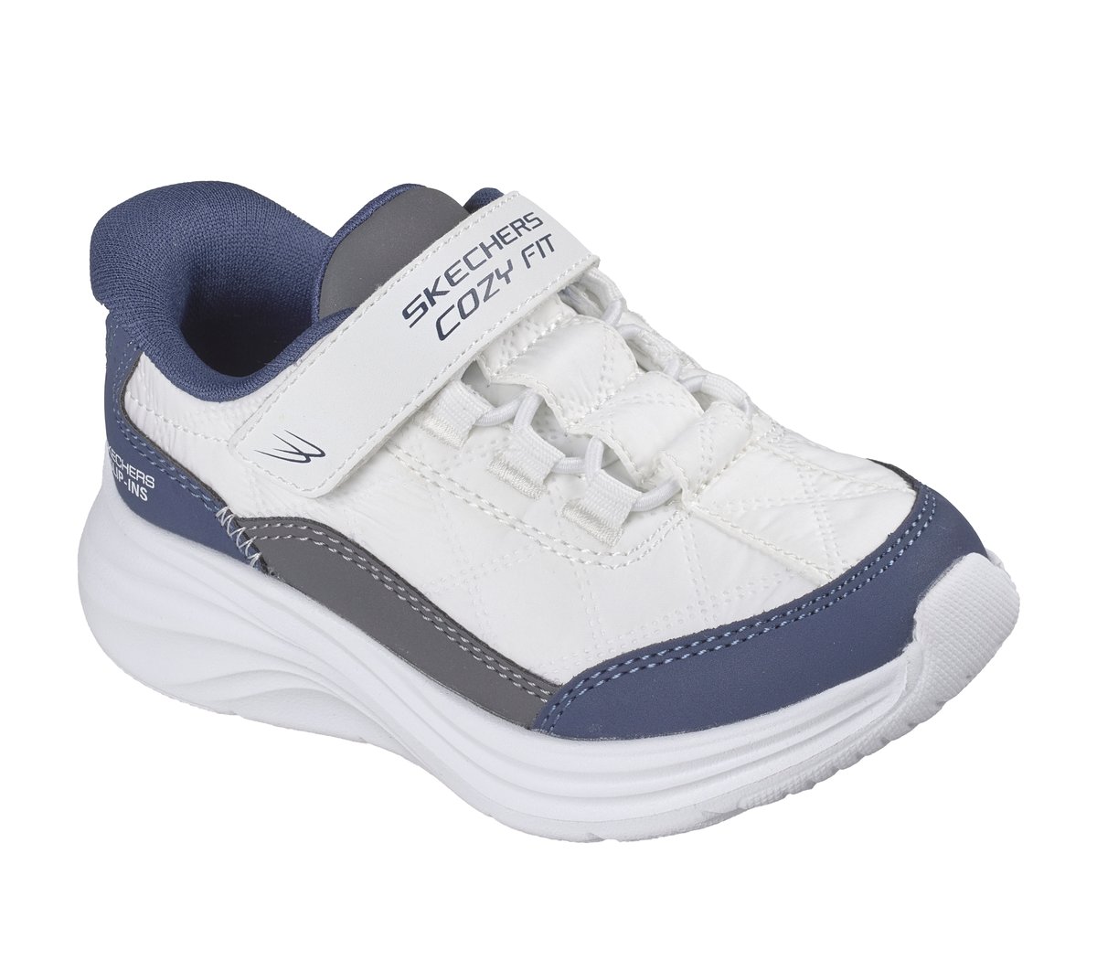 Skechers Slip-ins: Comfy Sprints - Cozy Fit Chaussures Moyen Width en Blanc/Bleu Marine, Lavable en machine