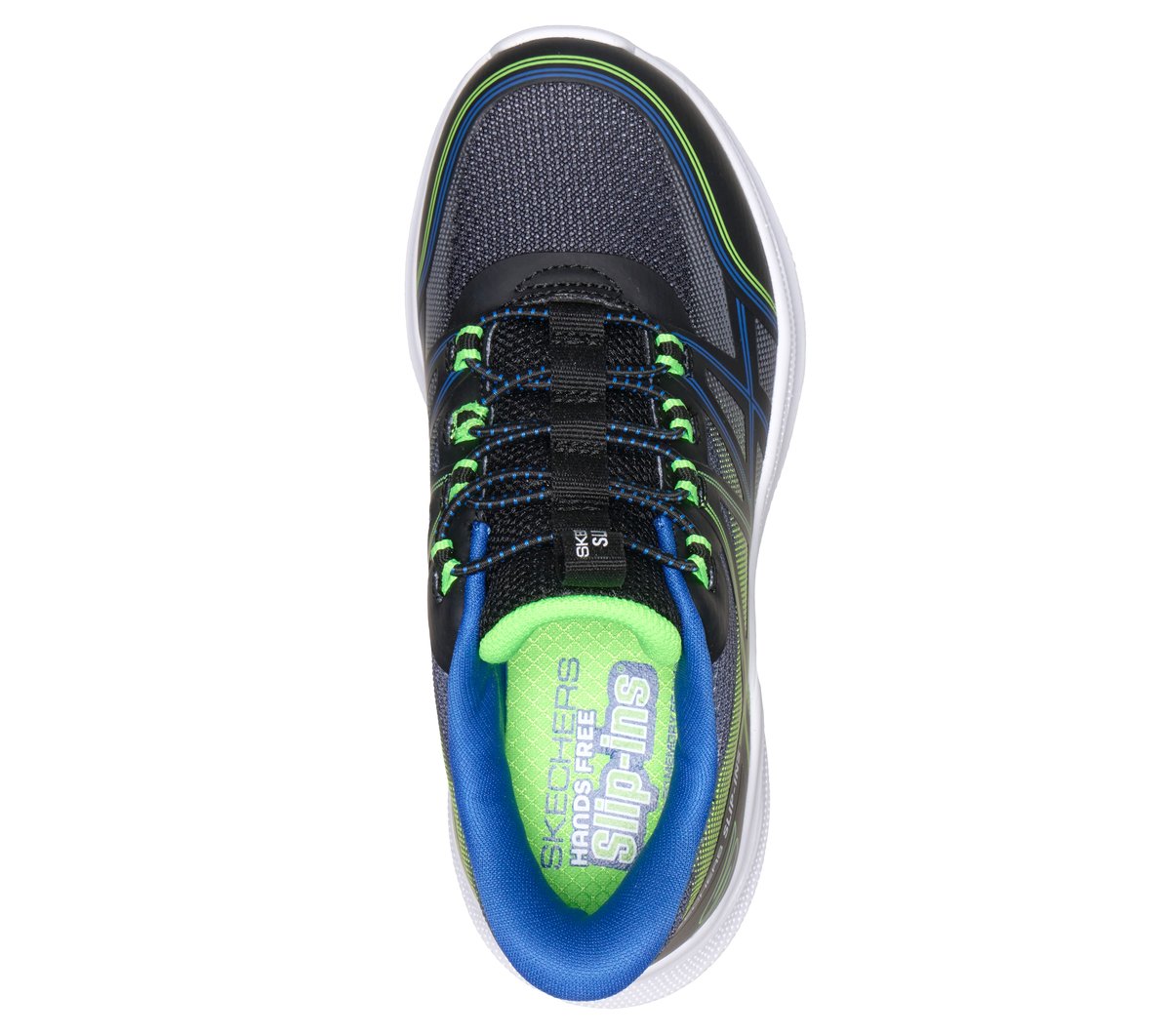 Skechers Slip-ins: Microspec Velocity - Grid-Shift Chaussures Moyen Width en Noir/Vert-Lime, Lavable en machine