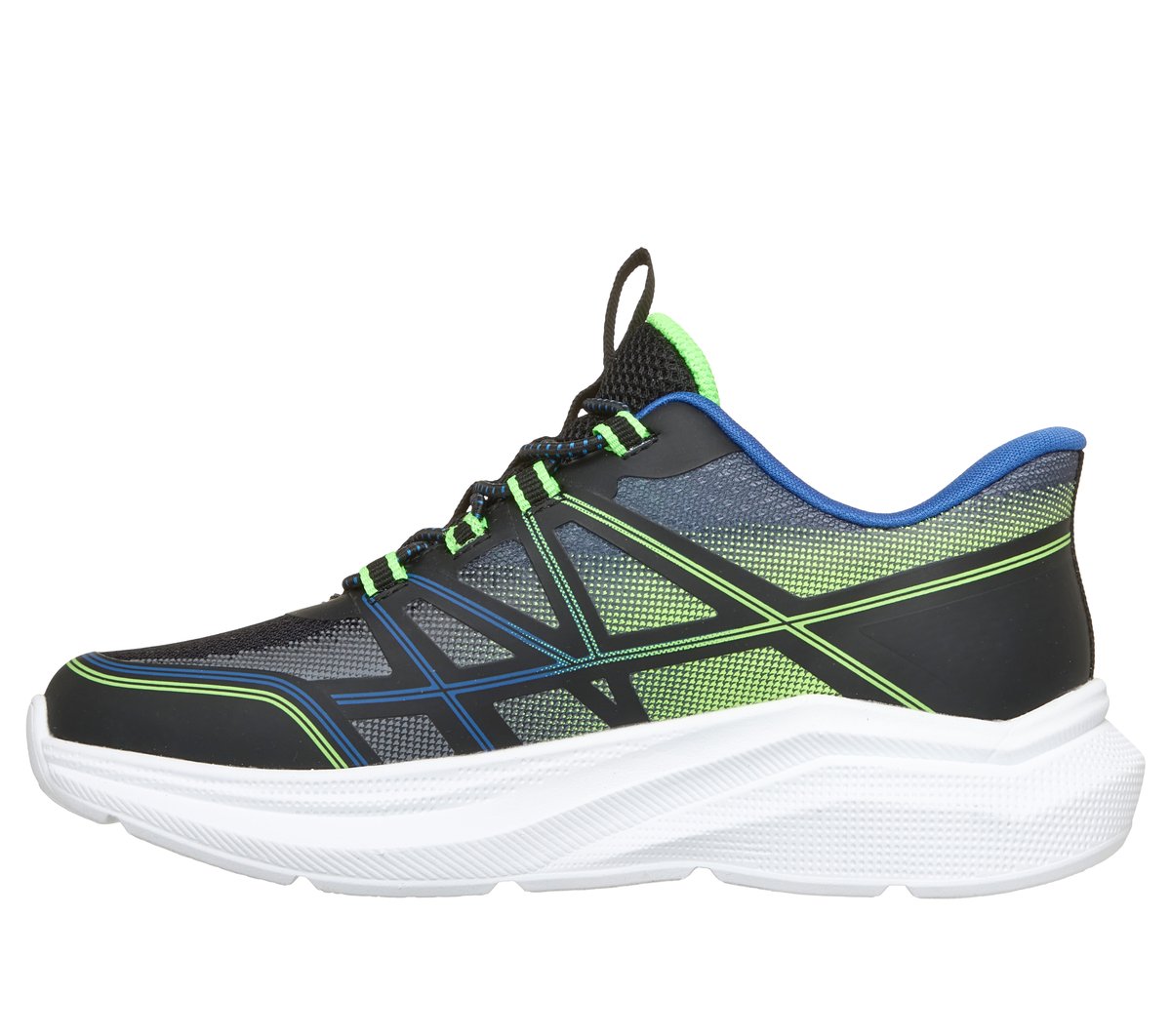 Skechers Slip-ins: Microspec Velocity - Grid-Shift Chaussures Moyen Width en Noir/Vert-Lime, Lavable en machine