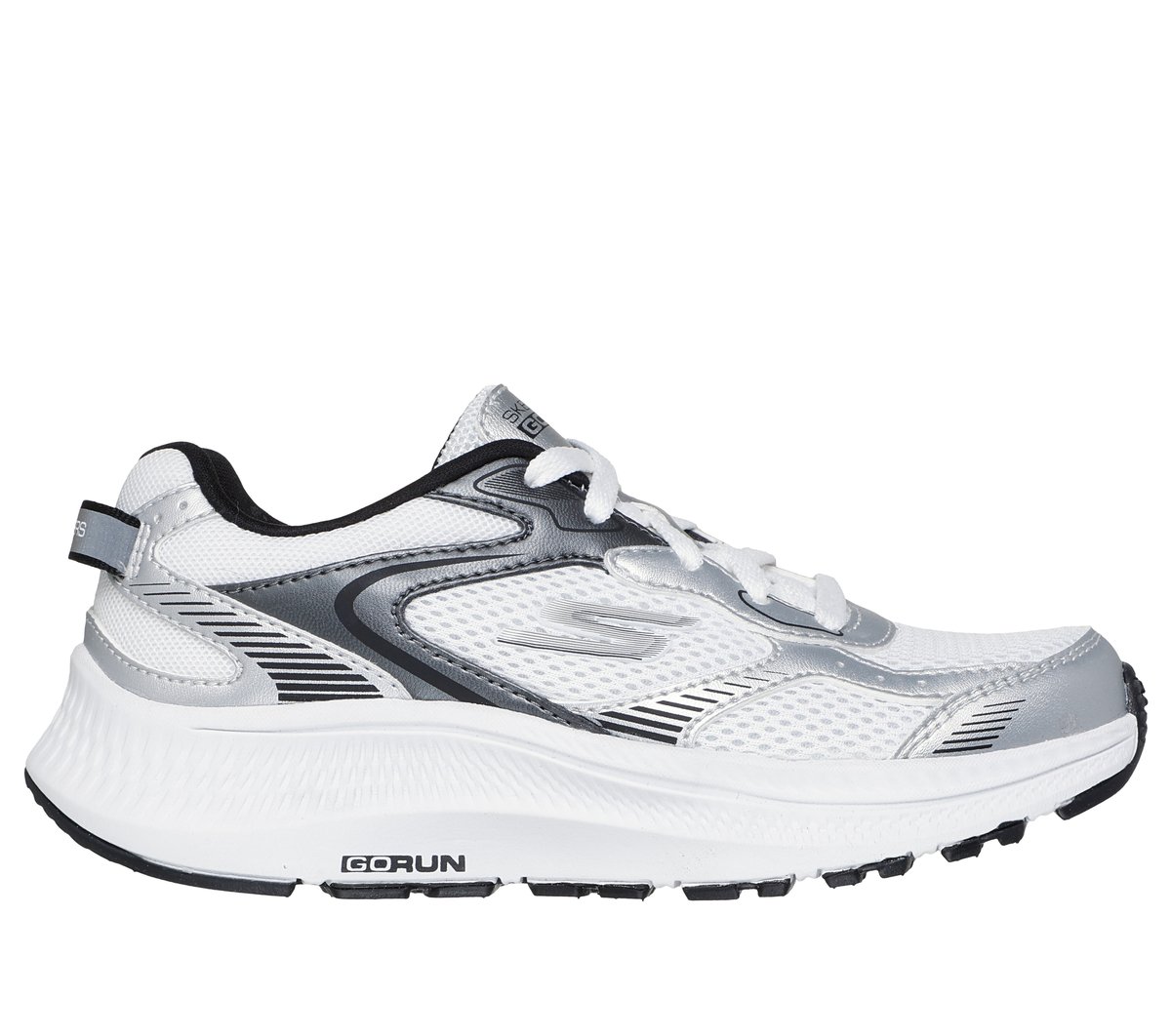 Skechers niño GO RUN Consistent 2.0 - Team-Pacer en Plata/Blanco, talla 37.5