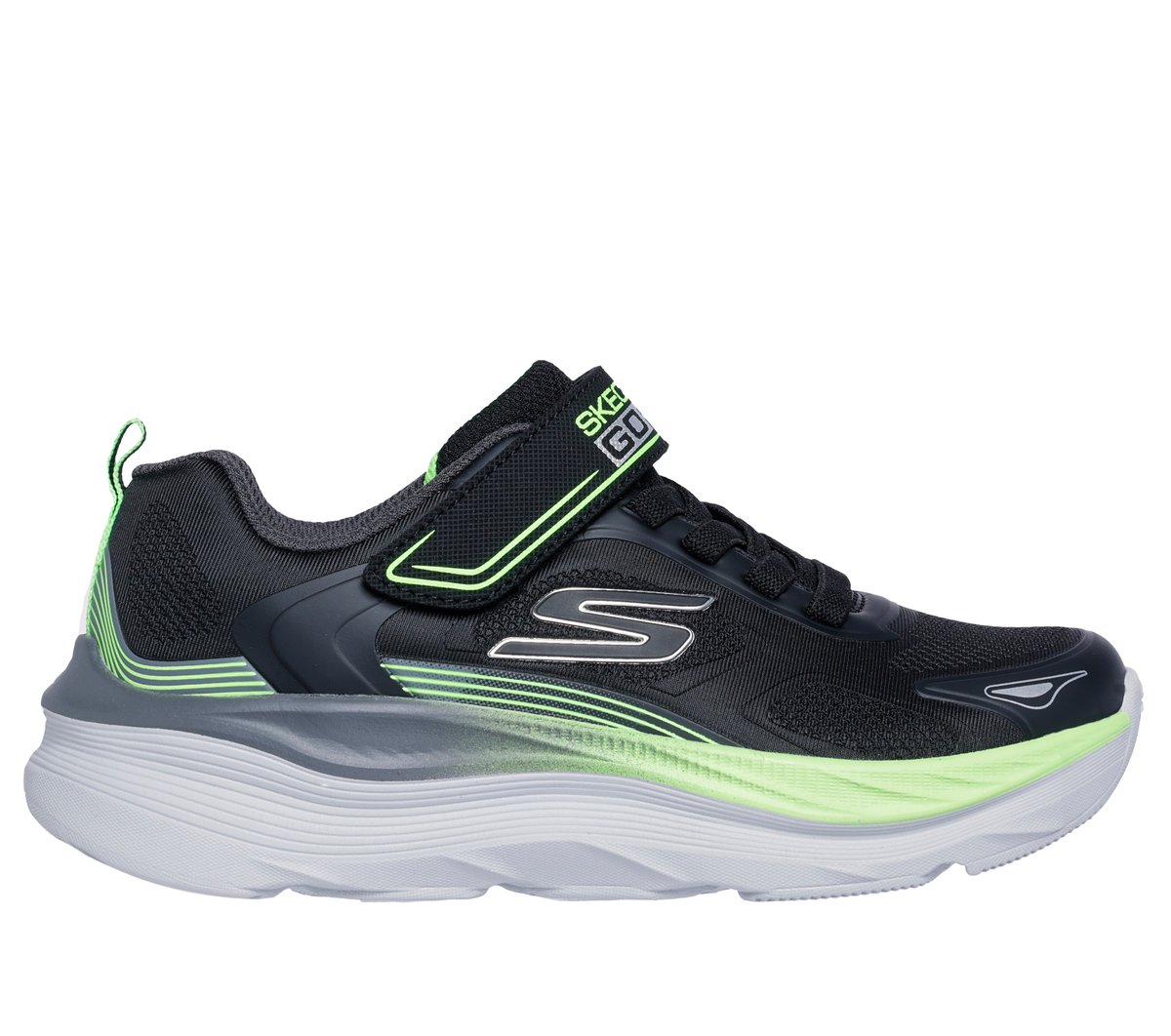 Skechers niño Max Run en Negro/Lima, talla 27