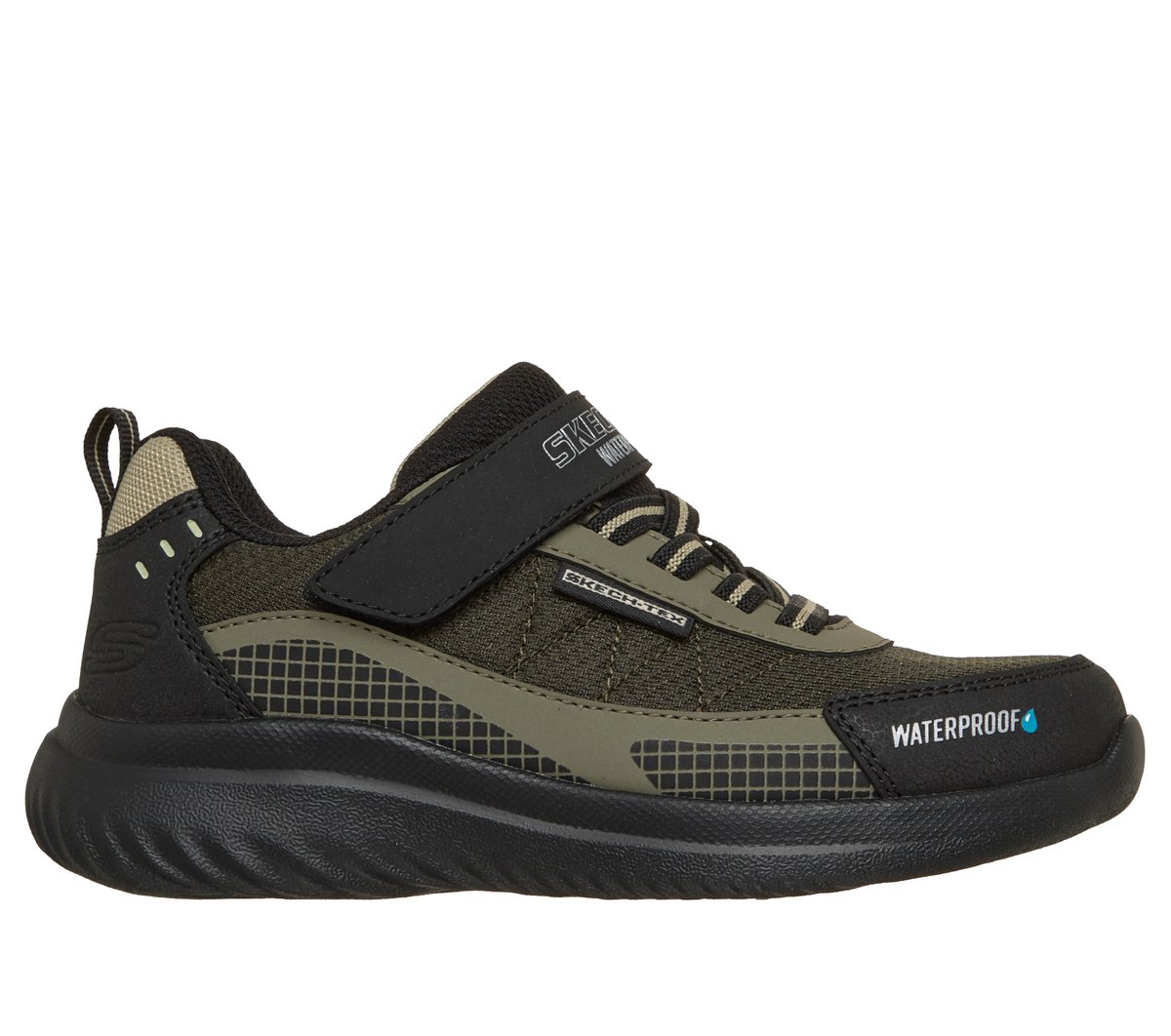 Skechers niño Waterproof: Bounder 2.0 - Aqua Pace en Negro/Oliva, talla 27