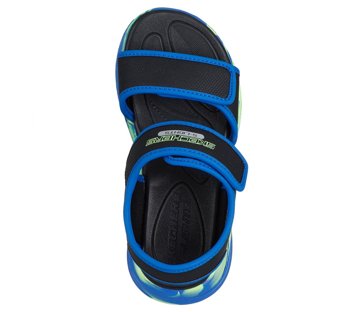 Skechers Bambino S-Lights: Sola Glow Sandali - Fusion Brights In Nero/Blu, Taglia 34 - 2