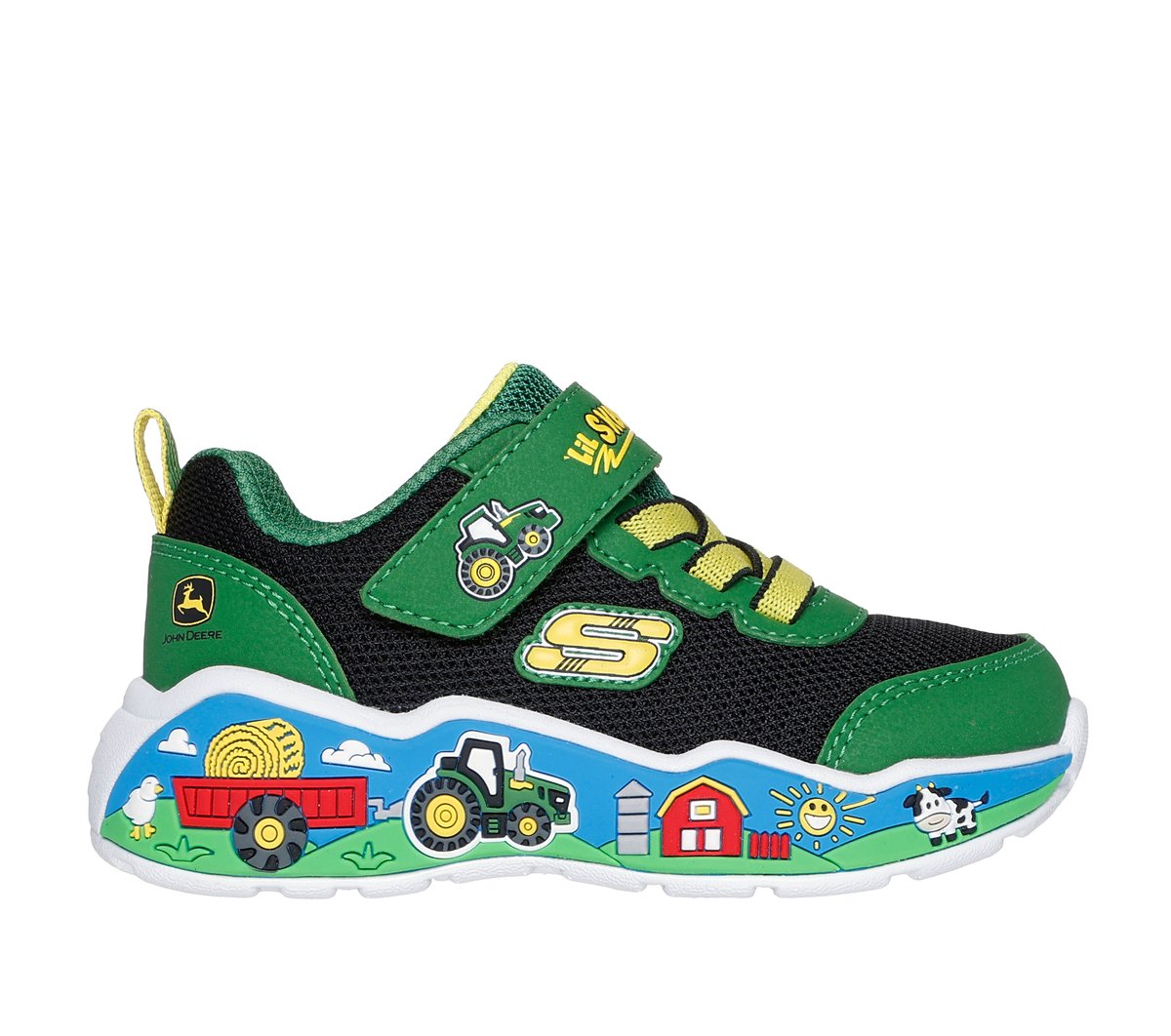 Skechers John Deere: Play Scene - Barn-Squad Buddies en Verde/Negro, talla 25