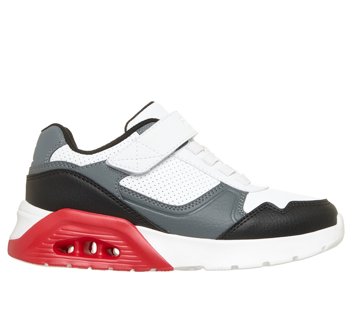 Skechers niño UNO Lite 2.0 - Pillar Duo en Blanco/Negro/Rojo, talla 30