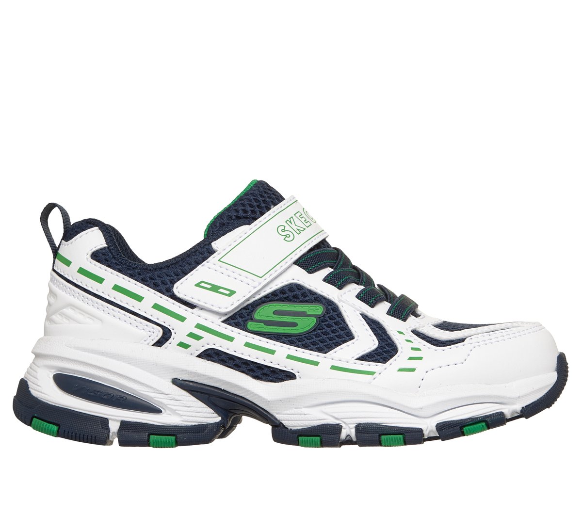 Skechers niño Vigor 3.0 - Retro-Ave en Blanco/Navy, talla 27.5