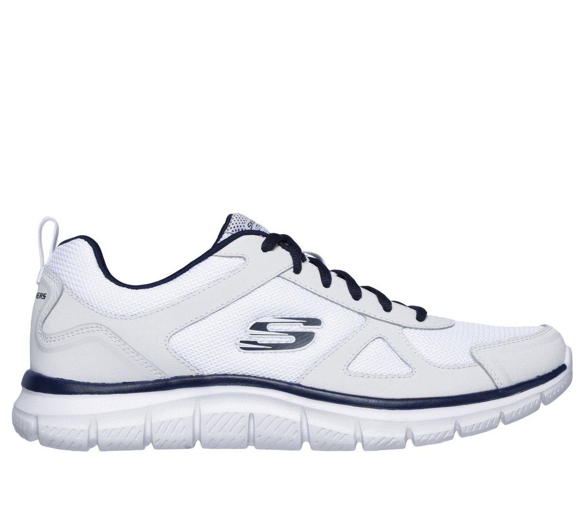 Skechers Track en Blanco/Navy, talla 39.5