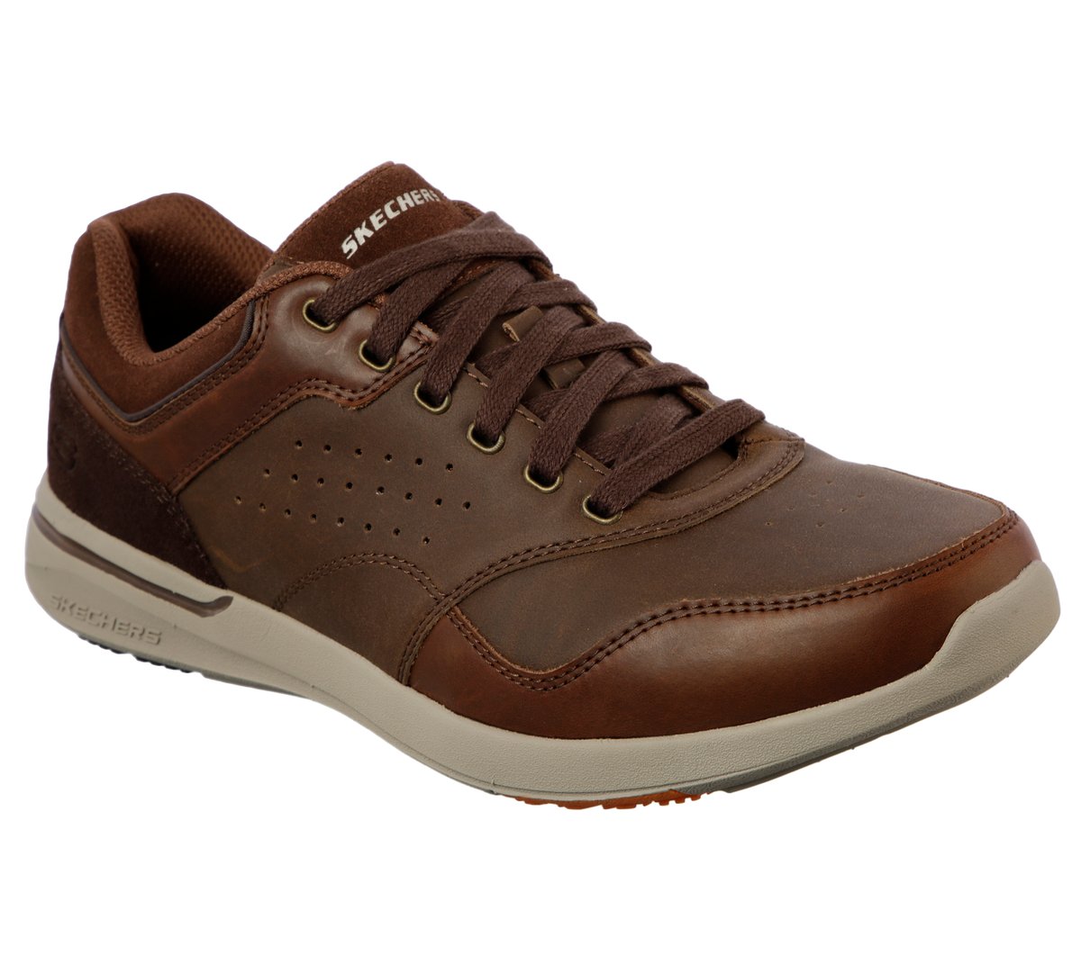 Skechers Men's Relaxed Fit: Elent - Velago Sneaker In Brown, Size 8 | Leather/Synthetic/Textile