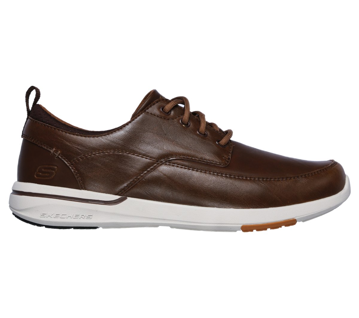 Skechers Men's Relaxed Fit: Elent - Leven Sneaker in Brown, Size 9.5 | Leather/Synthetic/Textile-image-192283474484