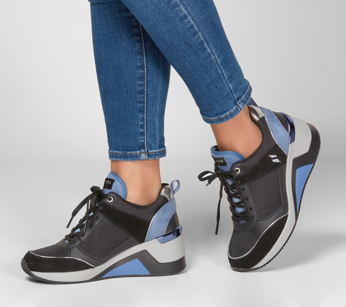 Denim Wedge Sneakers Skechers Outfit Skechers Slip-Ins Garza
