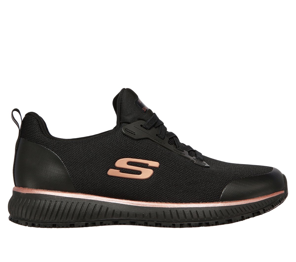 Skechers Work: Squad SR en Negro/Oro Rosa, talla 37.5
