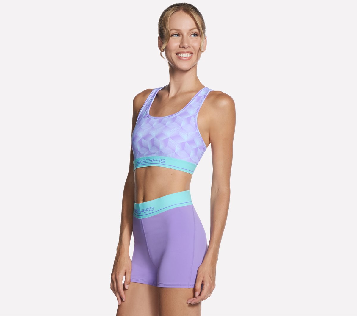 Skechers Printed Pace Bra en Verdeazulado/Morado, talla 2XL