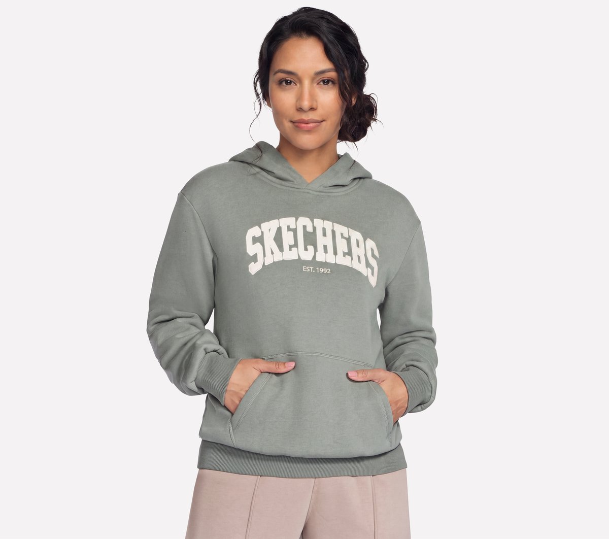 Skechers kobiety Collegiate Pullover bluza z kapturem w Szarobrazowy /oliwkowy, Rozmiar Large