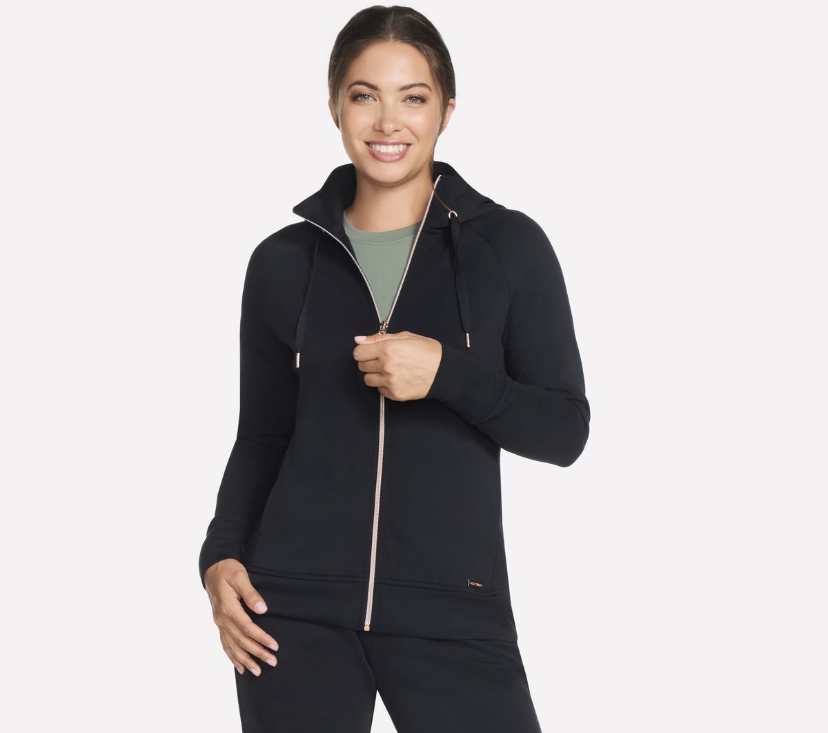 Skechers Skechluxe Elevate Full Zip chaqueta en Negro, talla 2XL