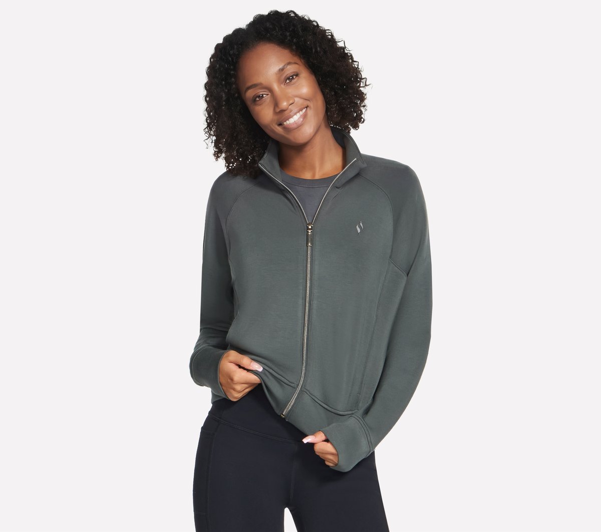 Skechers Cozy Luxe chaqueta en Verde/Negro, talla XL
