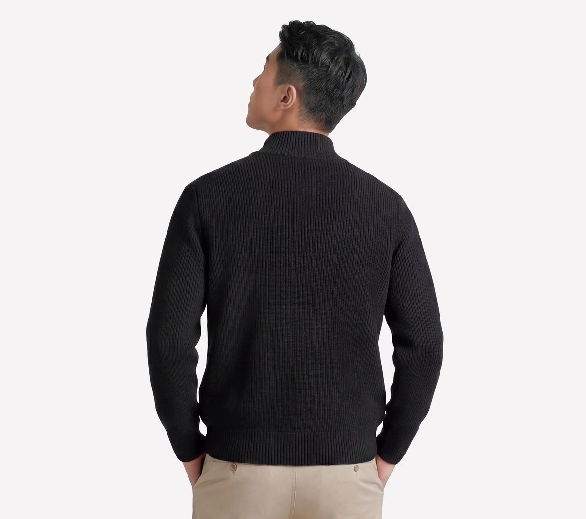 The Hoodless Hoodie Cozy Fit Knit Hybrid Jacket — BLACK