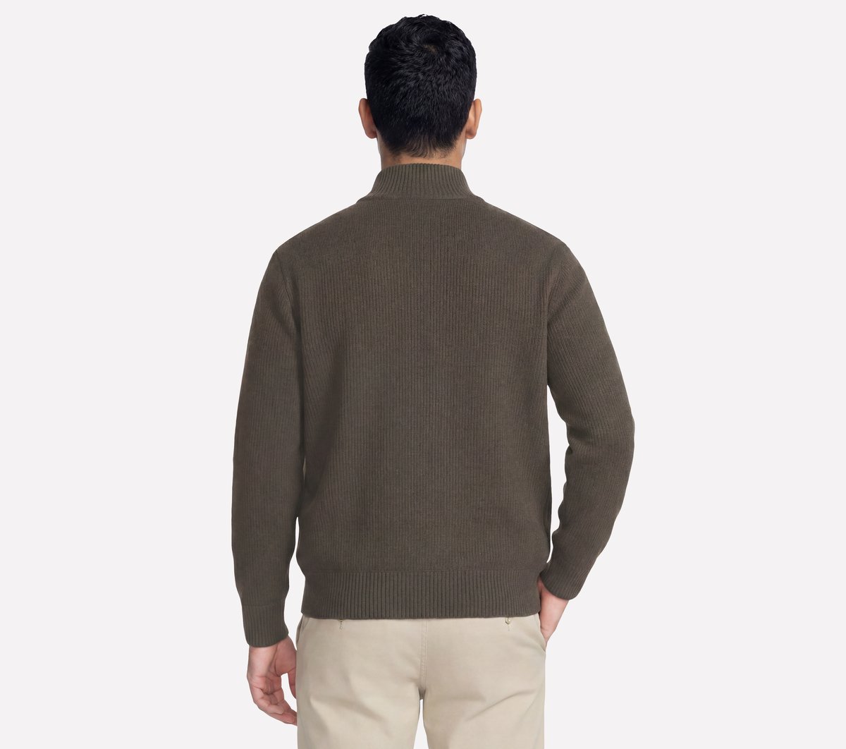 The Hoodless Hoodie Cozy Fit Knit Hybrid Jacket — BROWN / OLIVE