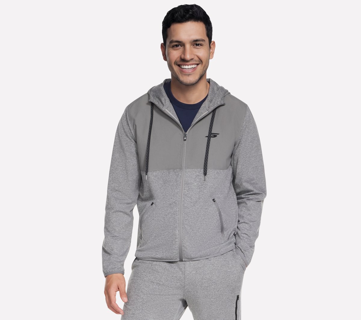 Skechers SKECH-KNITS Ultra Go Weekend Full Zip sudadera en Gris Claro, talla Grande