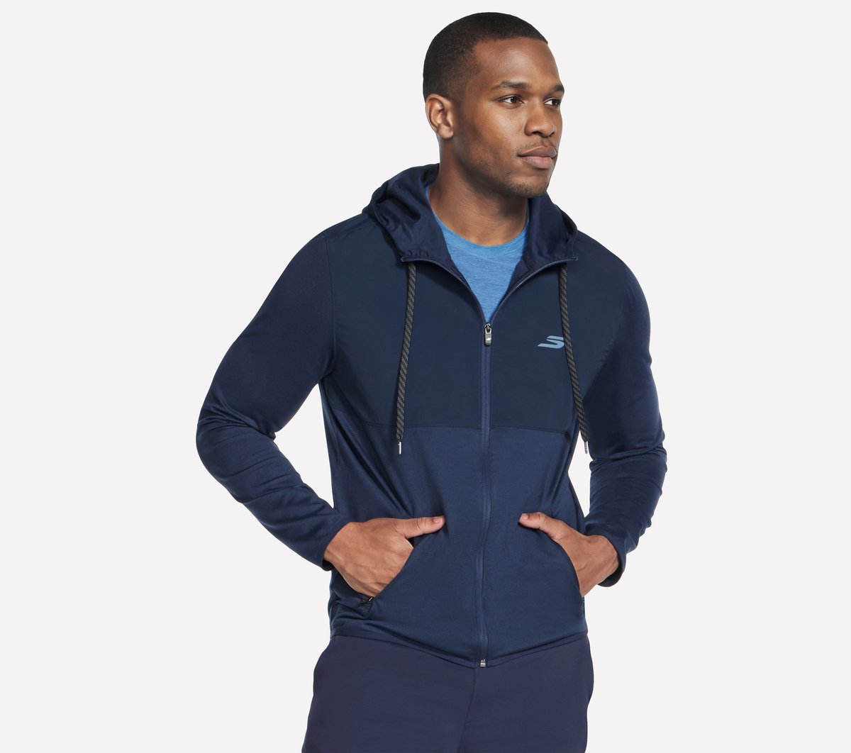 Skechers mężczyźni SKECH-KNITS Ultra Go Weekend Full Zip bluza z kapturem w Granatowy, Rozmiar Medium