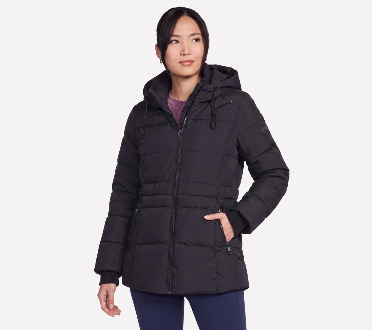 Skechers Donna Cozy Fit Embrace Down Parka in Nero, Taglia 2XL