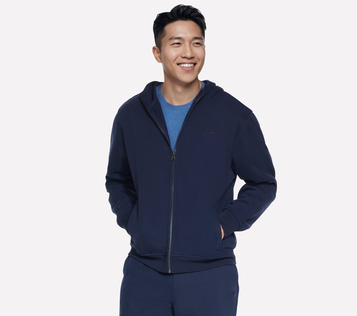 Skechers Max Soft Hooded chaqueta en Navy, talla 2XL