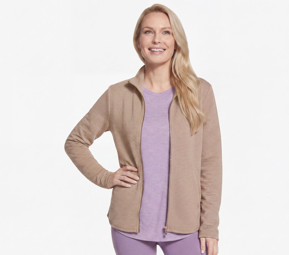 Skechers The GO WALK Shine chaqueta en Taupe/Marrón, talla Grande