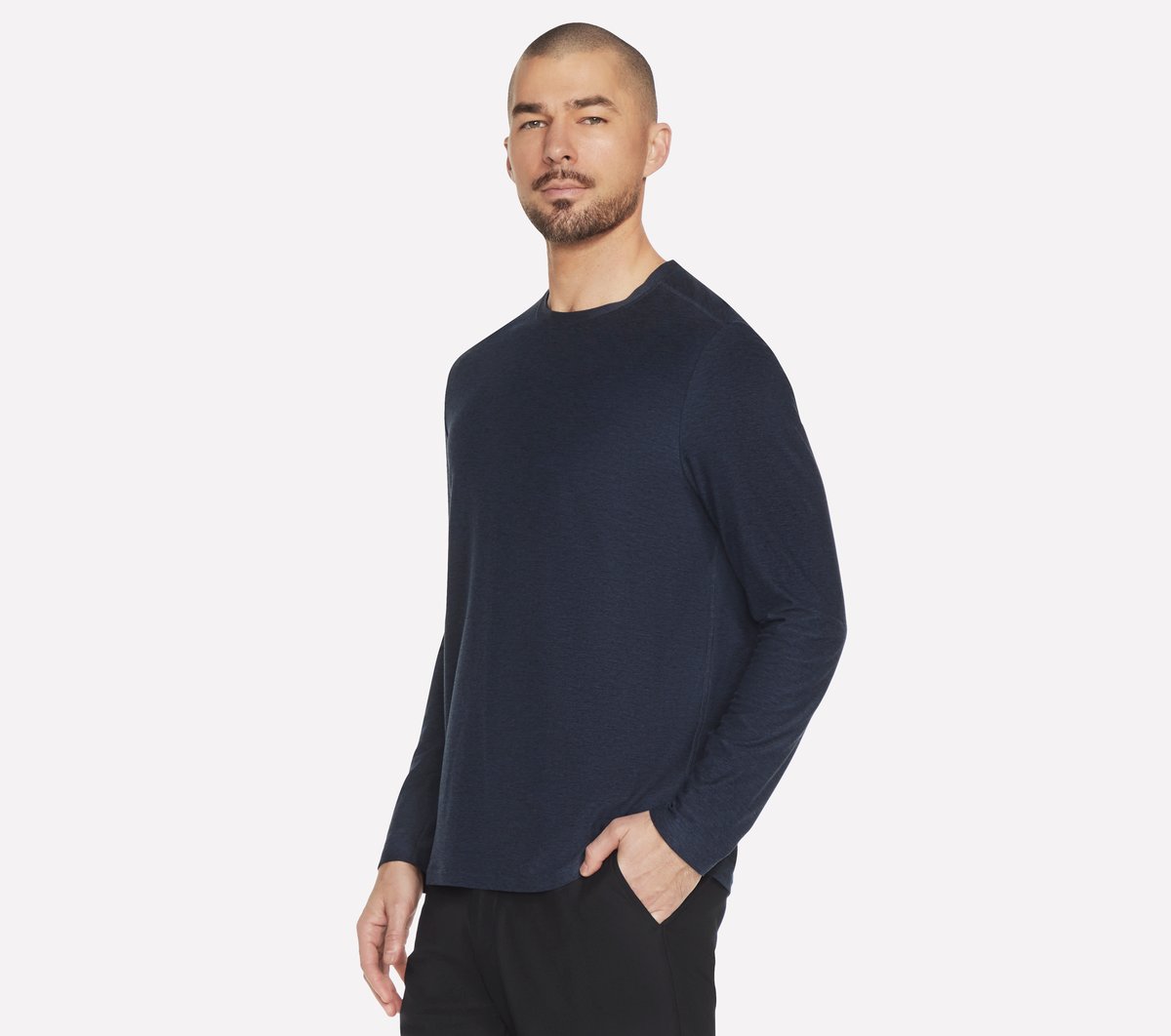 Skechers GO DRI All Day Long Sleeve camiseta en Navy, talla Media