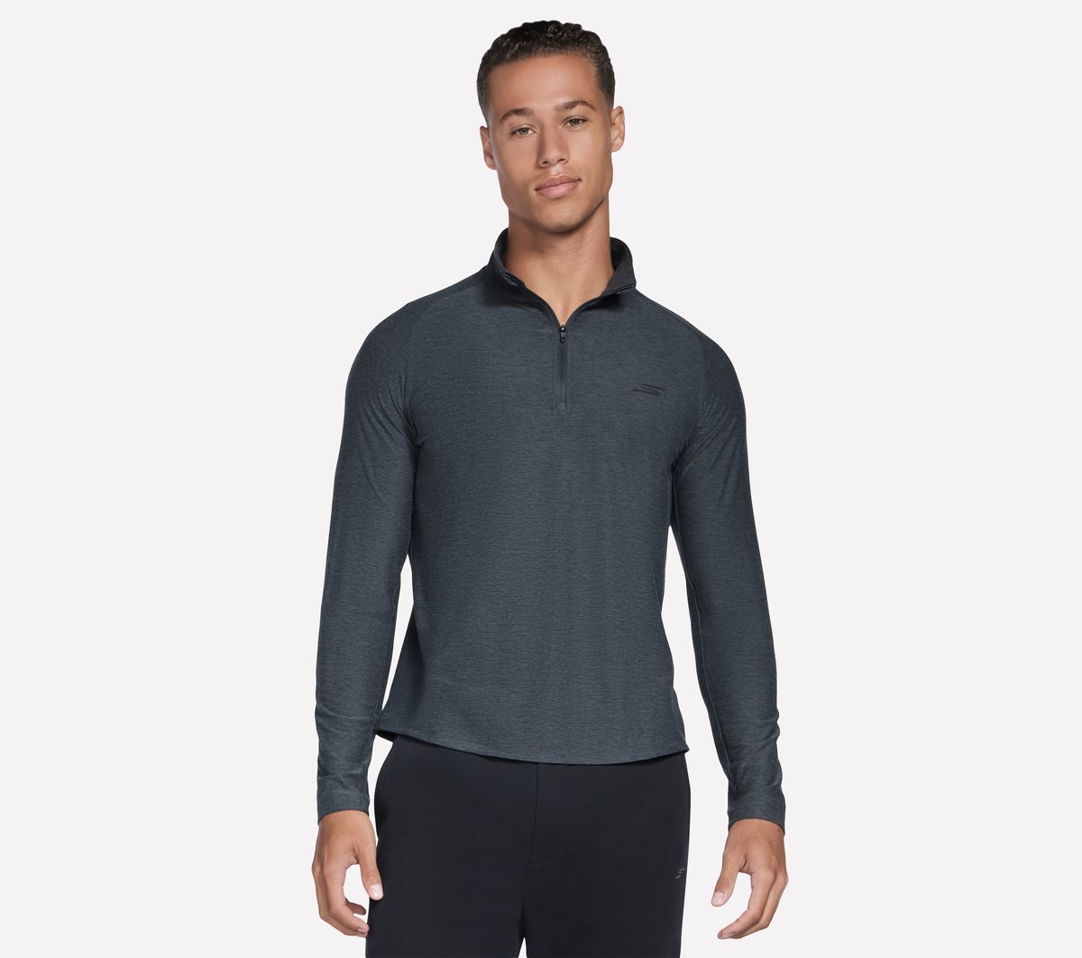 Skechers GO DRI All Day Performance 1/4 Zip en Negro/Marengo, talla XL
