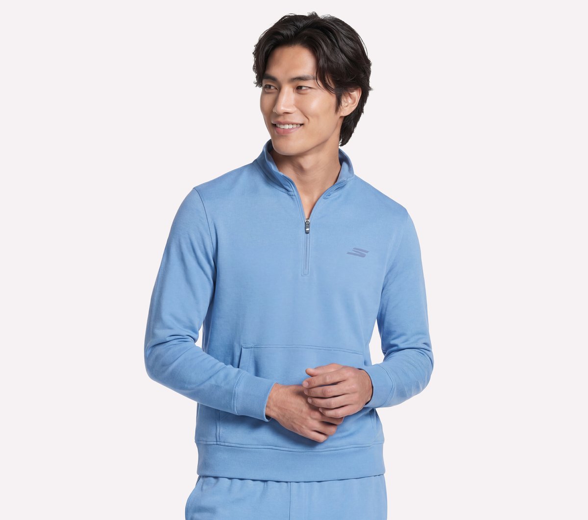 Weekend Easy 1/4 Zip — WHITE / PERIWINKLE