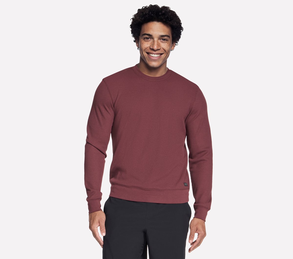 Skechers GO KNIT Waffle Ease Crew en Chocolate/Borgoña, talla 2XL
