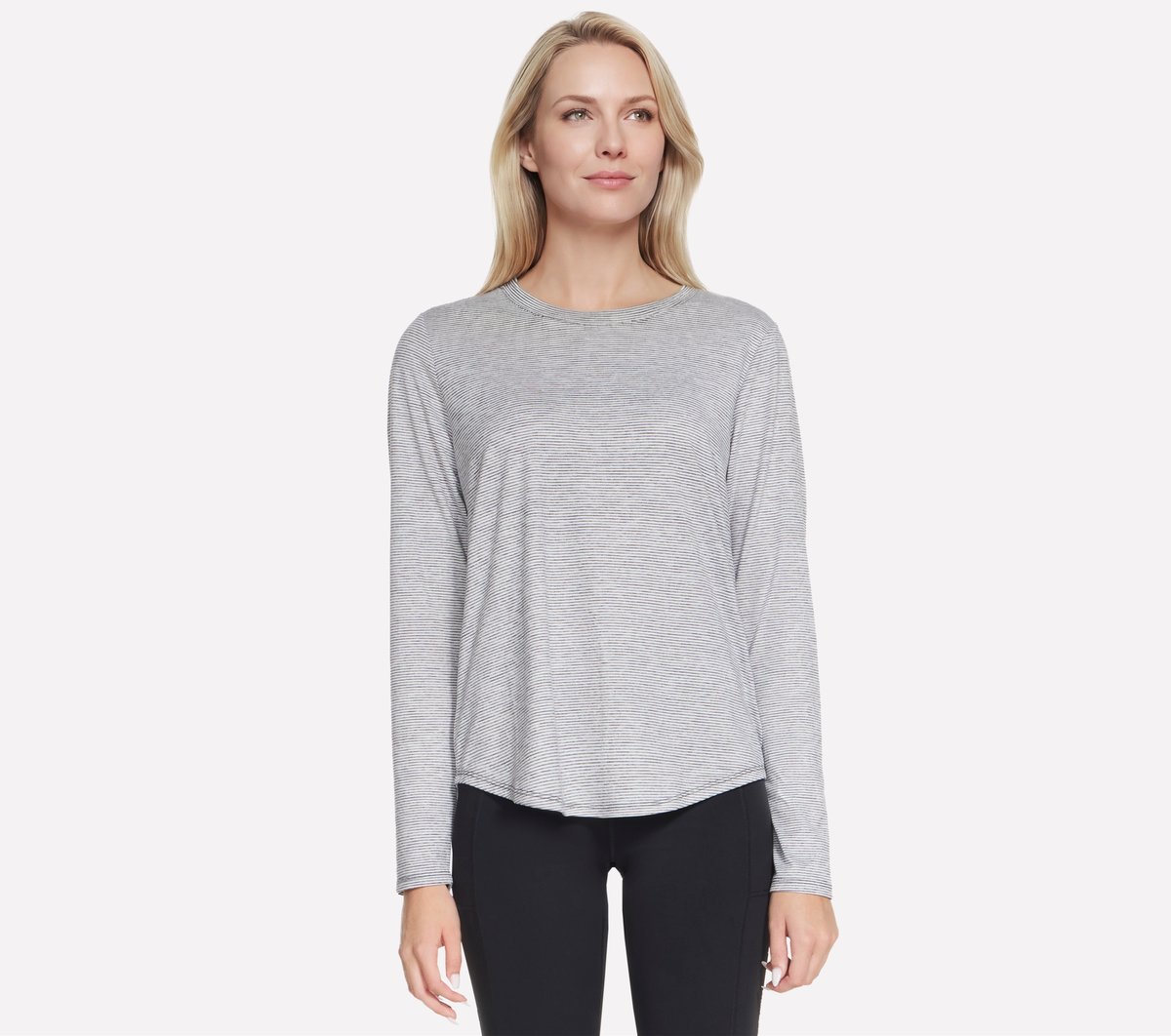 Skechers GO DRI Swift Stripe Long Sleeve Crew en Negro, talla 2XL