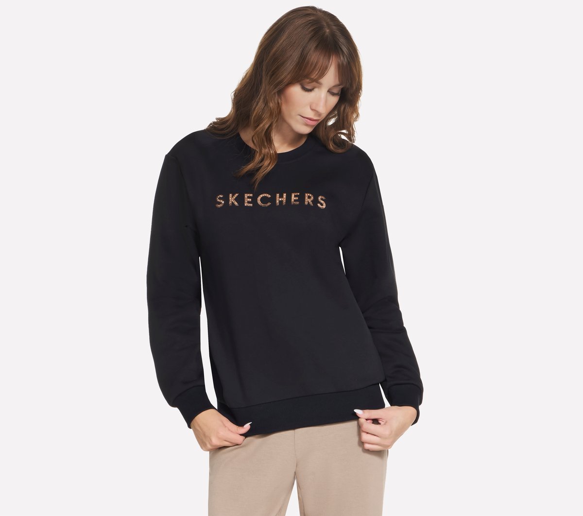 Skechers Bling Crew en Negro, talla Grande