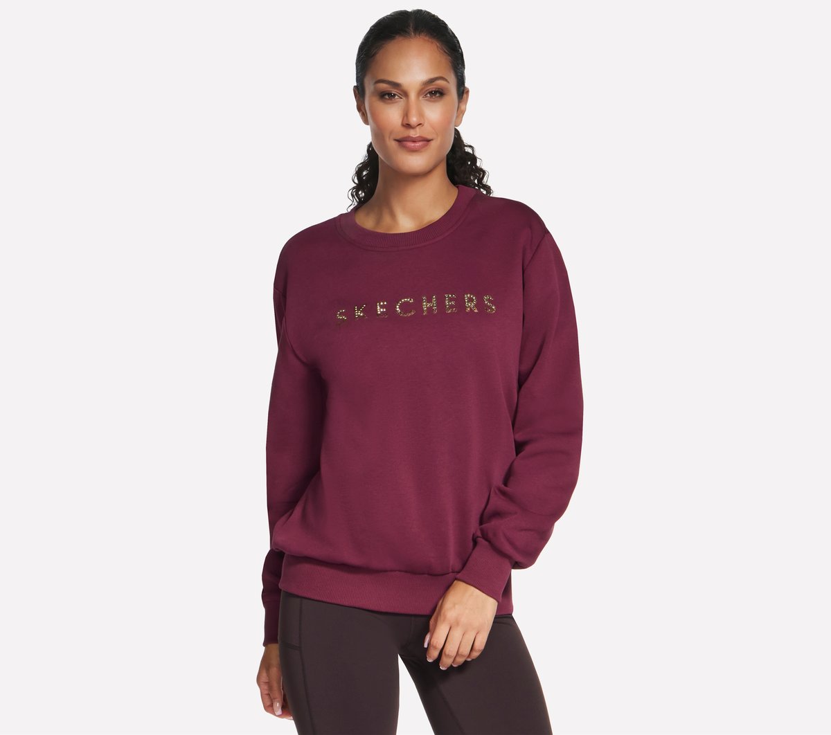 Skechers Bling Crew en Borgoña/Rosa, talla 2XL