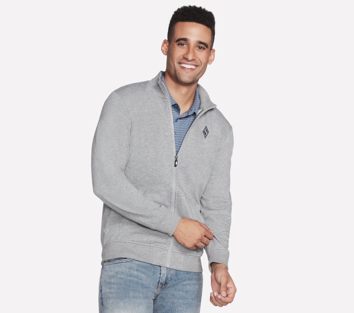 Skechers The Hoodless sudadera GO WALK Everywhere chaqueta en Gris Claro, talla Grande