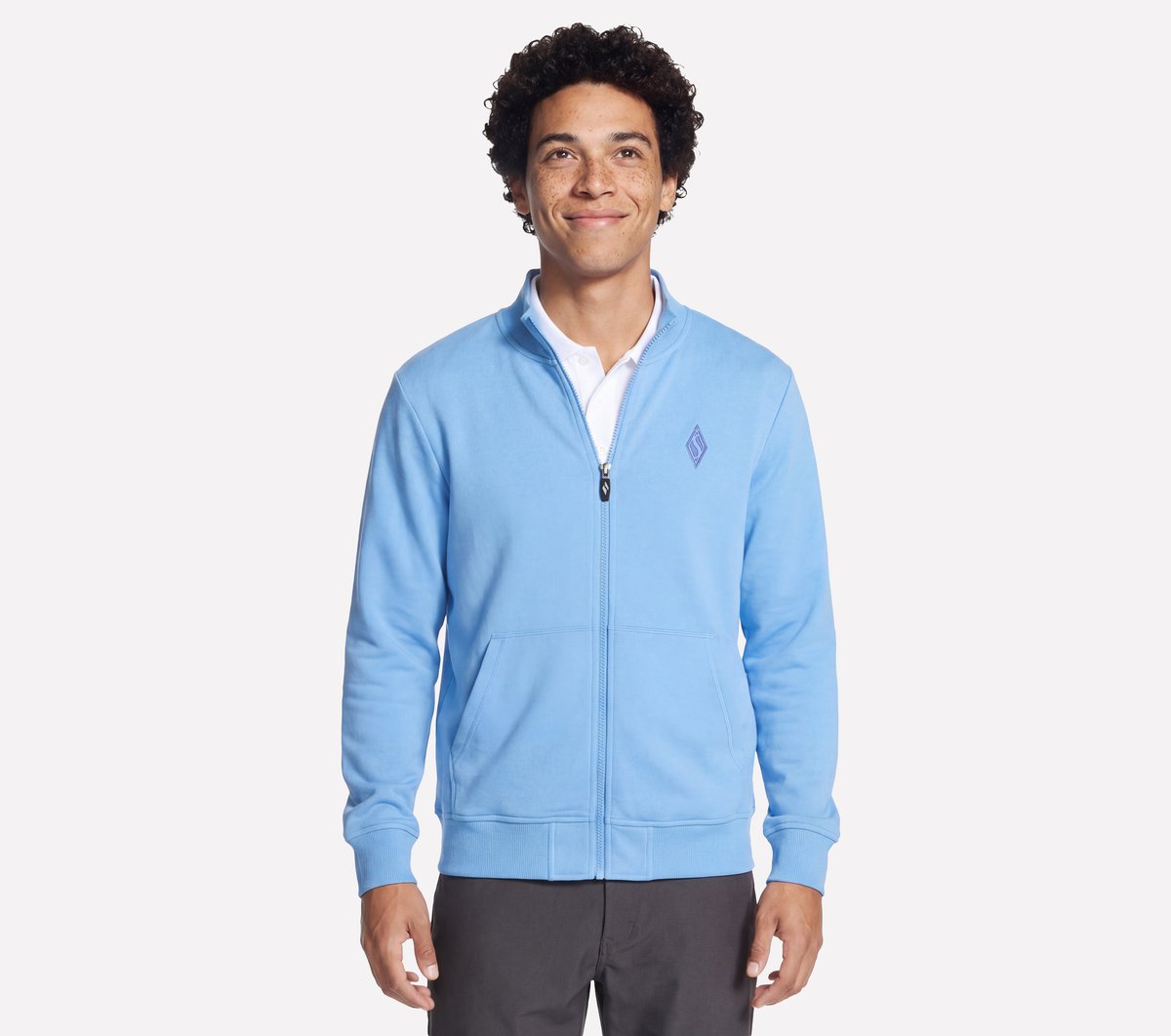 The Hoodless Hoodie GO WALK Everywhere Jacket — WHITE / PERIWINKLE