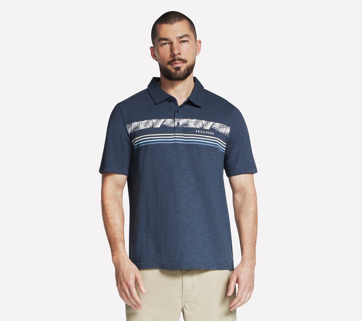 Skechers Tropical Breeze Slub Polo en Marengo/Navy, talla Media