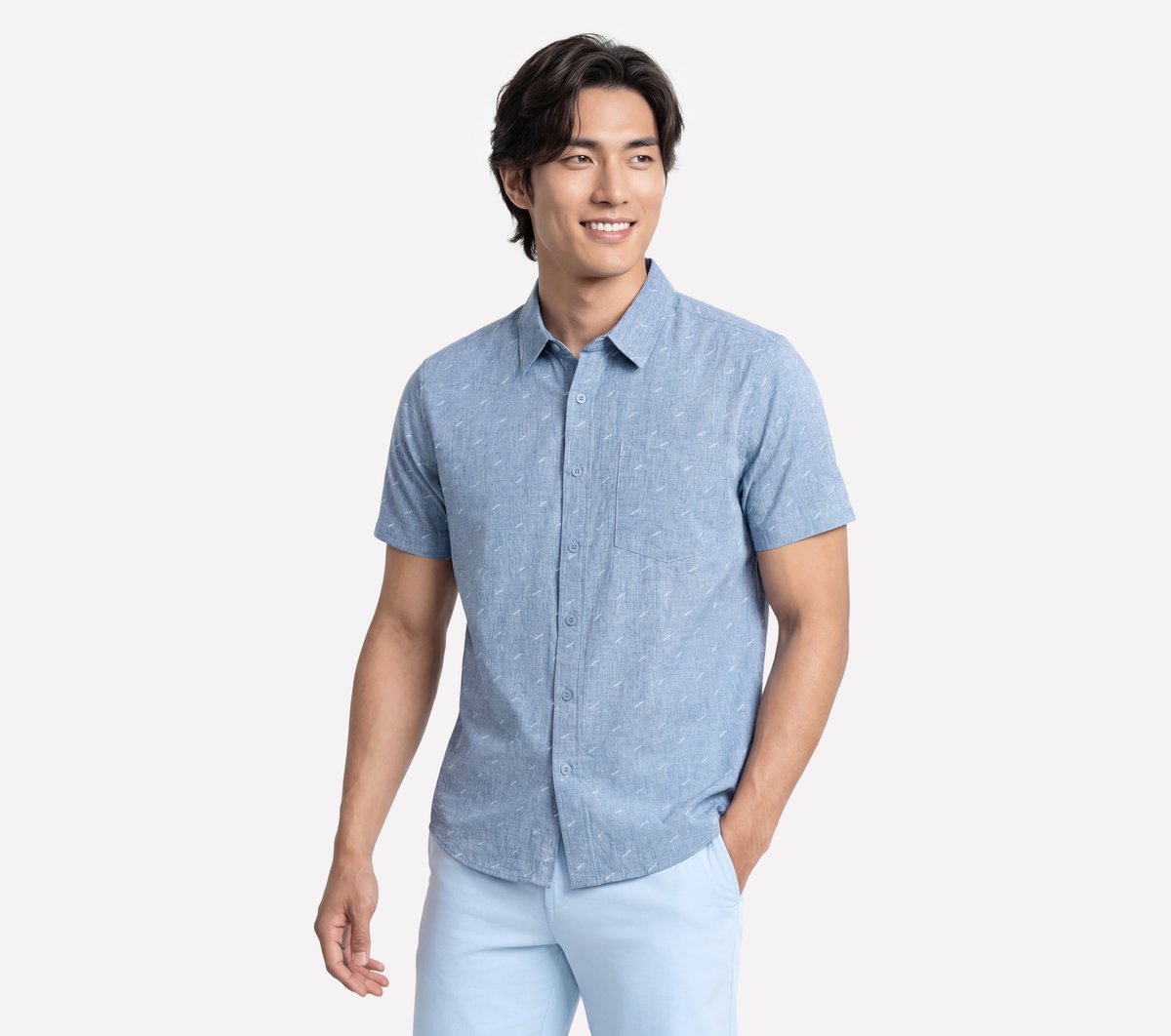 The GO WALK Air Printed Short Sleeve Shirt — DENIM