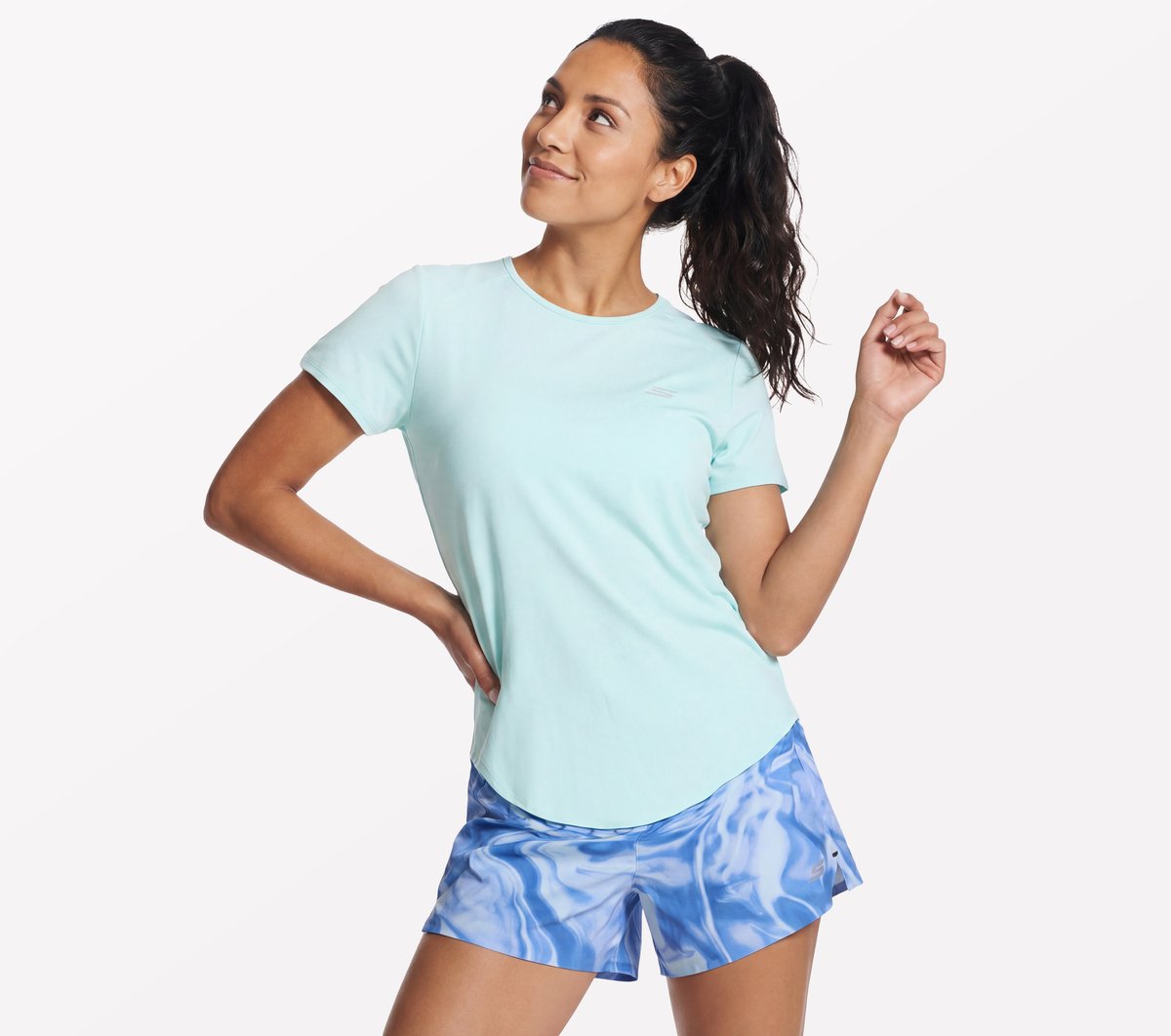 Stride Performance Tee — CHARCOAL/AQUA