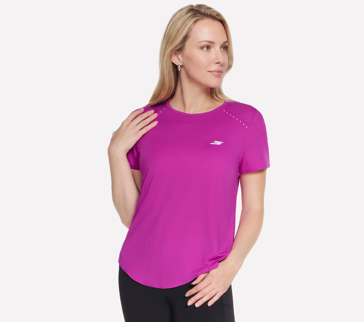 Skechers Stride Performance camiseta en Plata/Morado, talla 2XL