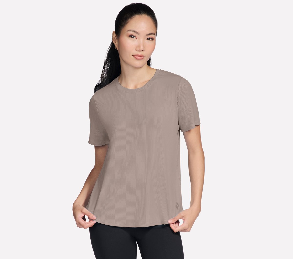 Skechers GO WALK Luxe Rib camiseta en Taupe/Marrón, talla 2XL