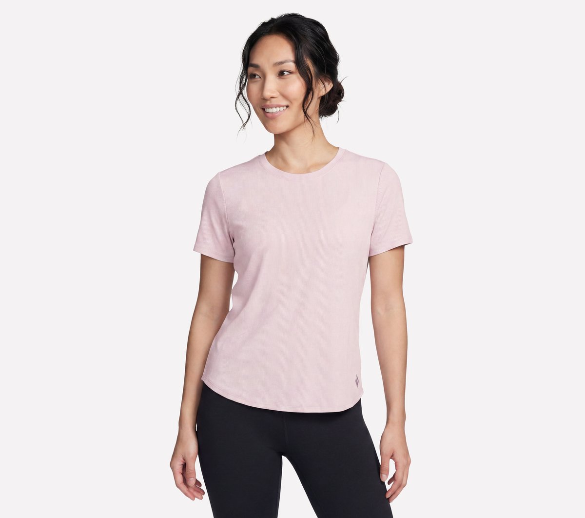 Skechers GO WALK Luxe Rib camiseta en White/Pink, talla 2XL