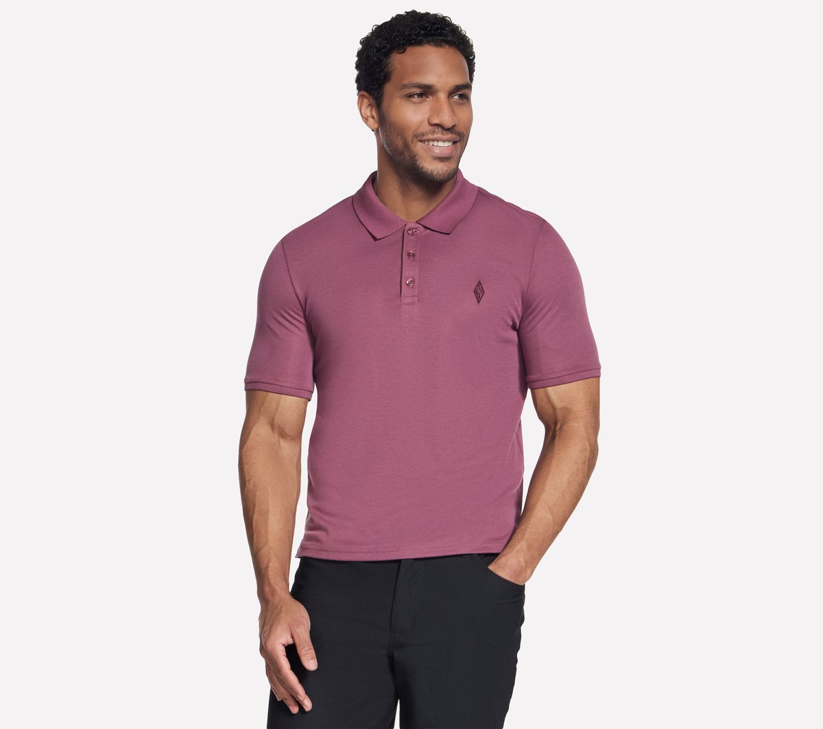 Skechers Off Duty Polo en Chocolate/Borgoña, talla 2XL