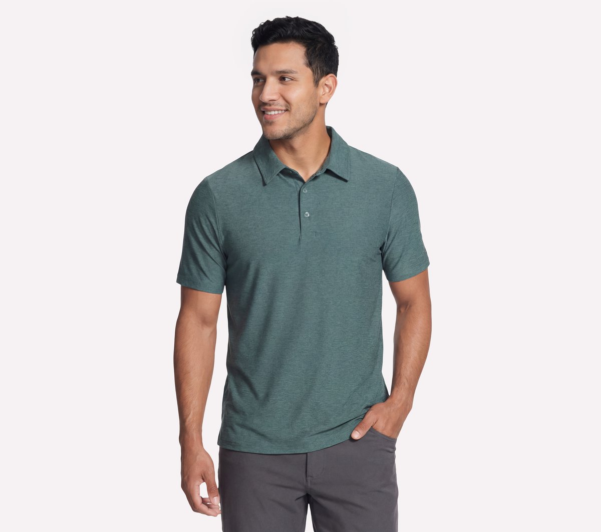 Skechers GO DRI All Day Polo en Piedra/Oliva, talla 2XL
